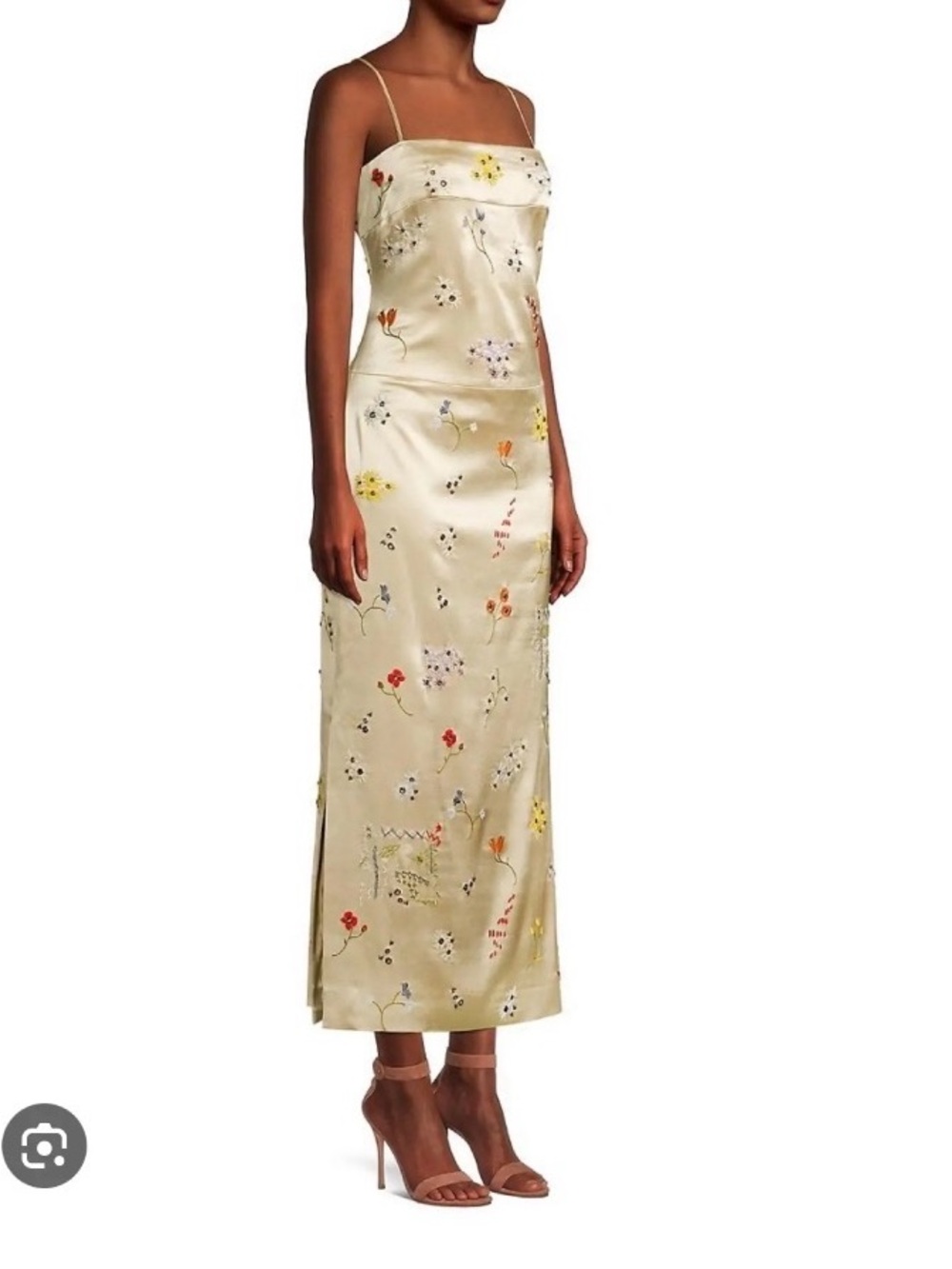 Tory Burch Embroidered Satin Floral Dress, Size 10